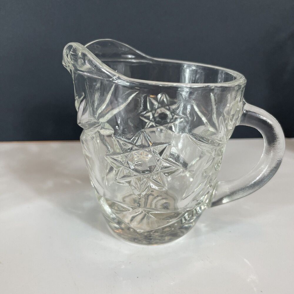Anchor Hocking Prescut Star of David Creamers & Sugar Bowl Lid Vtg MCM - Picture 8 of 16